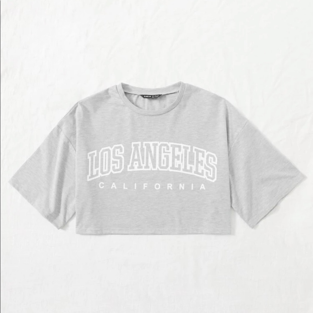 Drop Shoulder Letter Graphic Crop Tee